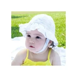 Pequenininhos – Chapéu de sol para meninas com aba reversível e ilhós, branco