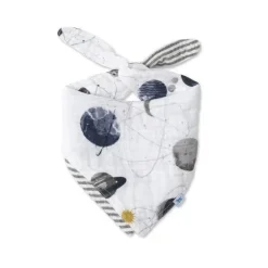 Pequeno unicórnio - babador bandana reversível de musselina de algodão, planetário