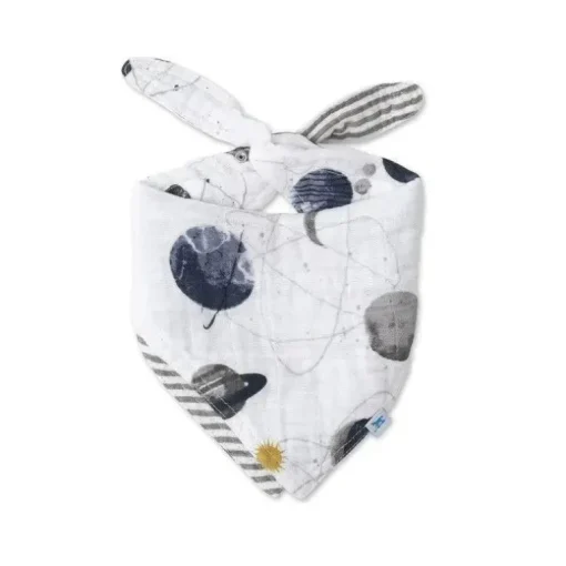 Pequeno unicórnio - babador bandana reversível de musselina de algodão, planetário