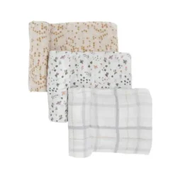 Pequeno Unicórnio - Swaddle de musselina de algodão 3Pk, abelhas de jardim