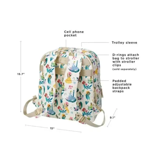 Petúnia - Mochila de fraldas para bebês com provisões 2 em 1 - Disney Princess Courage &amp; Kindness