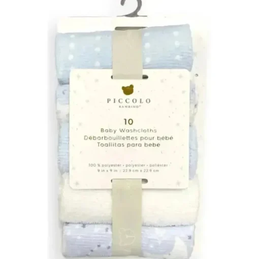 Piccolo Bambino - 10 Pk Washcloth Set Blue