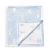 Piccolo Bambino - Feather Chenille Blanket Stroller Blanket On Wooden Hanger Blue
