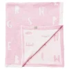 Piccolo Bambino - Feather Chenille Blanket Stroller Blanket On Wooden Hanger Pink