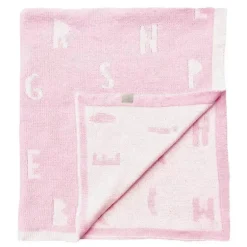 Piccolo Bambino - Feather Chenille Blanket Stroller Blanket On Wooden Hanger Pink