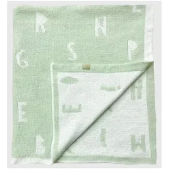 Piccolo Bambino - Feather Chenille Blanket Stroller Blanket On Wooden Hanger Green