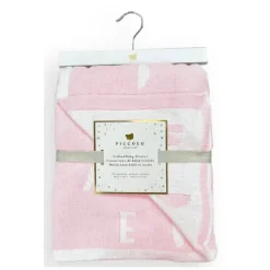 Piccolo Bambino - Feather Chenille Blanket Stroller Blanket On Wooden Hanger Pink