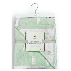 Piccolo Bambino - Feather Chenille Blanket Stroller Blanket On Wooden Hanger Green