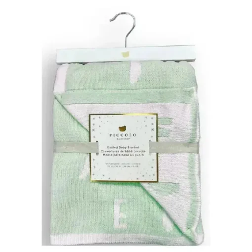 Piccolo Bambino - Feather Chenille Blanket Stroller Blanket On Wooden Hanger Green