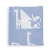 Piccolo Bambino - Jacquard Reversible Blanket On Wooden Hanger Blue