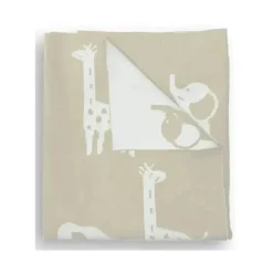 Piccolo Bambino - Jacquard Reversible Blanket On Wooden Hanger Beige