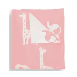 Piccolo Bambino - Jacquard Reversible Blanket On Wooden Hanger Pink