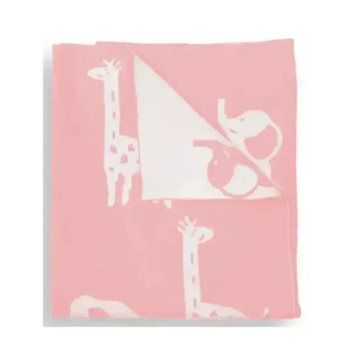 Piccolo Bambino - Jacquard Reversible Blanket On Wooden Hanger Pink