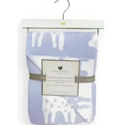 Piccolo Bambino - Jacquard Reversible Blanket On Wooden Hanger Blue