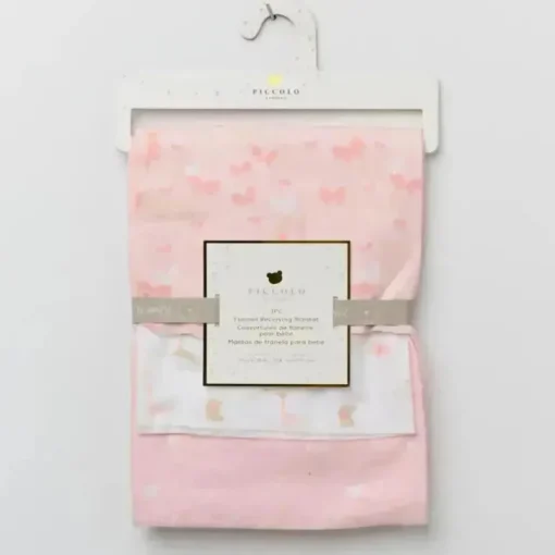 Piccolo Bambino - 3Pk Flannel Receiving Blankets Pink