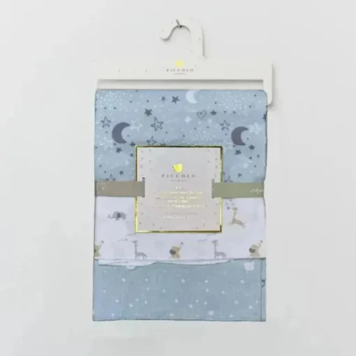Piccolo Bambino - 3Pk Flannel Receiving Blankets Blue