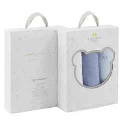 Piccolo Bambino - 3Pk Muslin Swaddles In Gift Box Blue