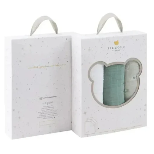 Piccolo Bambino - 3Pk Muslin Swaddles In Gift Box Green