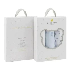 Piccolo Bambino - 3Pk Muslin Burp Cloth In Gift Box Blue
