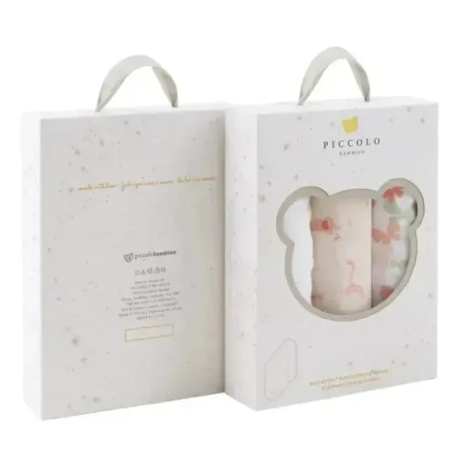 Piccolo Bambino - 3Pk Muslin Burp Cloth In Gift Box Pink