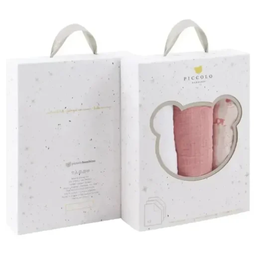 Piccolo Bambino - 3Pk Muslin Swaddles In Gift Box Pink
