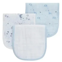 Piccolo Bambino - 3Pk Muslin Burp Cloth In Gift Box Blue