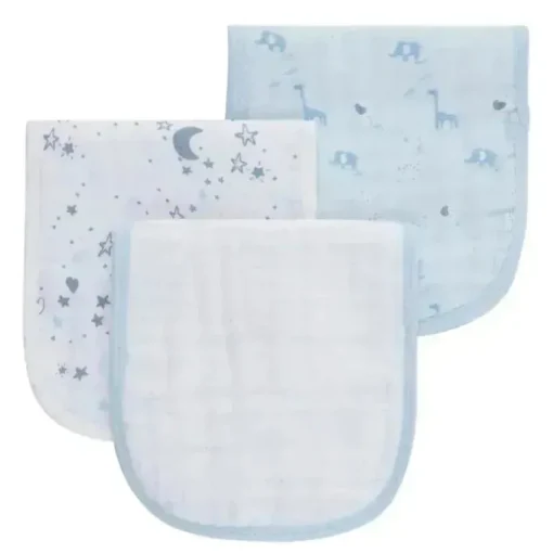 Piccolo Bambino - 3Pk Muslin Burp Cloth In Gift Box Blue