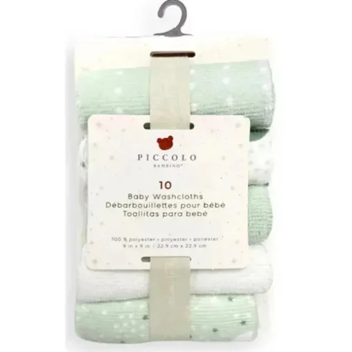 Piccolo Bambino - 10Pk Washcloth Set Green