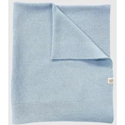 Piccolo Bambino - Sweater Knit Blanket On Wooden Hanger Blue