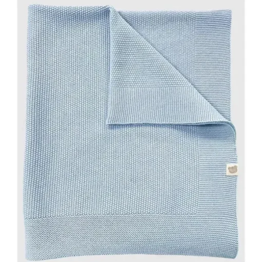 Piccolo Bambino - Sweater Knit Blanket On Wooden Hanger Blue