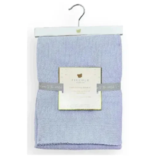 Piccolo Bambino - Sweater Knit Blanket On Wooden Hanger Blue