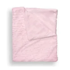 Piccolo Bambino - Textured Faux Fur Stroller Blanket On Wooden Hanger Pink