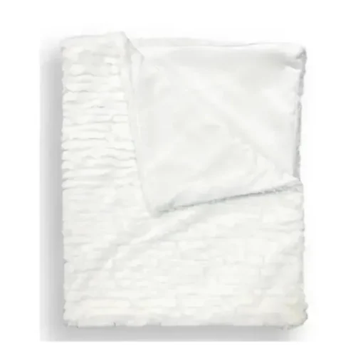 Piccolo Bambino - Textured Faux Fur Stroller Blanket On Wooden Hanger White