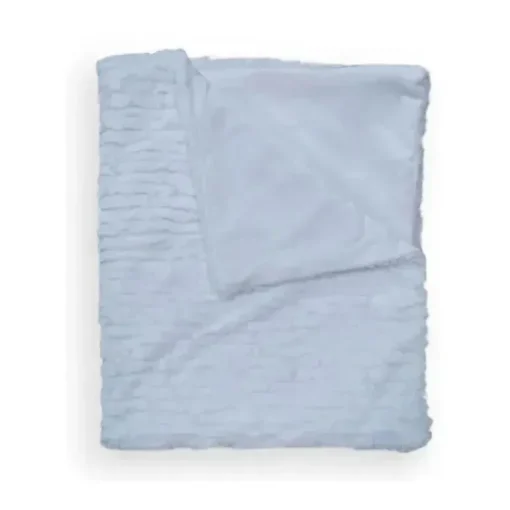 Piccolo Bambino - Textured Faux Fur Stroller Blanket On Wooden Hanger Blue