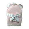 Piccolo Bambino - Toalha de luxo com capuz de veludo com orelhas de cetim, rosa