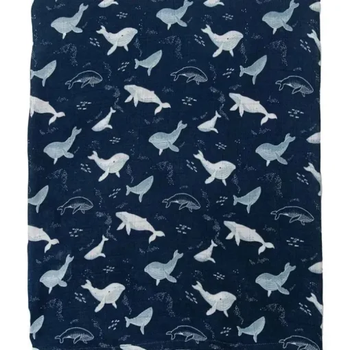 Pirulito Loulou - Swaddle de musselina, baleias azuis