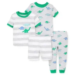 Pj de algodão Little Me Dino 4 peças - cinza urze