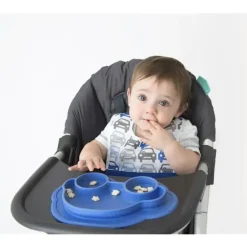 Placa de silicone sem bagunça Kushies Baby Siliplate, Azure