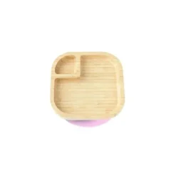Placa de sucção de bambu Eco Rascals com duas seções Classic, rosa