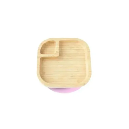 Placa de sucção de bambu Eco Rascals com duas seções Classic, rosa