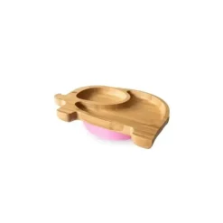 Placa de sucção de bambu Eco Rascals com duas seções elefante, rosa