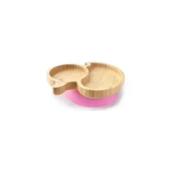Placa de sucção de bambu Eco Rascals com duas seções de pato, rosa