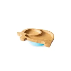Placa de sucção de bambu Eco Rascals com duas seções elefante, azul