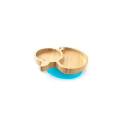 Placa de sucção de bambu Eco Rascals com duas seções de pato, azul