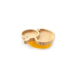 Placa de sucção de bambu Eco Rascals com duas seções de pato, amarelo
