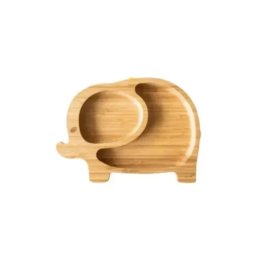 Placa de sucção de bambu Eco Rascals com duas seções elefante, rosa