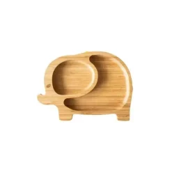 Placa de sucção de bambu Eco Rascals com duas seções elefante, azul