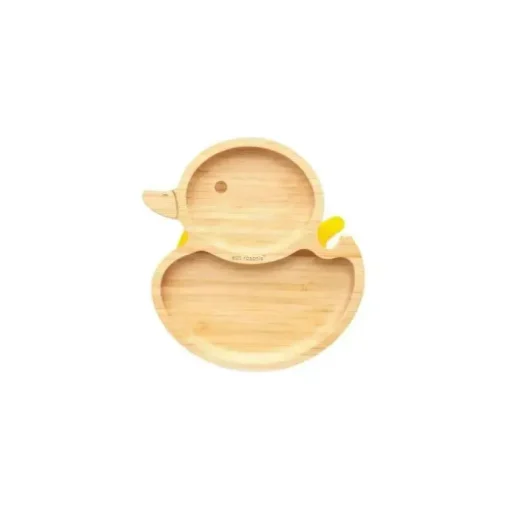 Placa de sucção de bambu Eco Rascals com duas seções de pato, amarelo