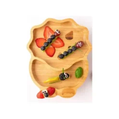 Placa de sucção de bambu Eco Rascals com duas seções Dino, verde