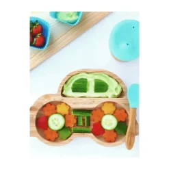 Placa de sucção de bambu Eco Rascals com carro de duas seções, amarelo